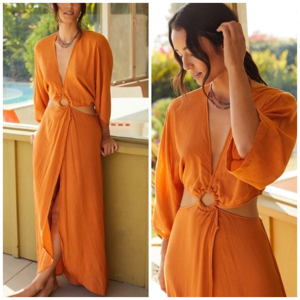 Anthropologie | Sanctuary Cut-out Coverup Maxi Dress Radiant Copper Small